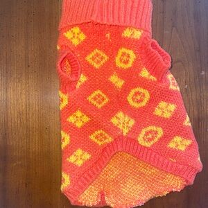 Orange and Yellow Knit Dog Sweater